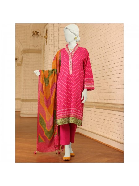 Junaid Jamshed Pink Lawn 3 Piece Unstitched Suit for Women JLAWN_PK--23-015 Sunehra