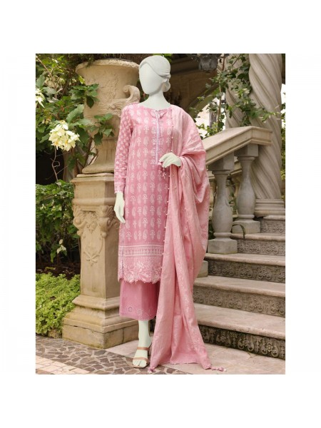 Junaid Jamshed Pink Lawn 3 Piece Unstitched Suit for Women JLAWN_PK--23-103 Vivana