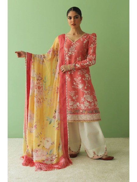 Zara Shahjahan Unstitched 3 Piece Embroidered Lawn Collection'2023-ZSJ-03-A