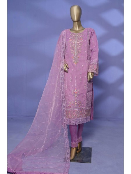 Bin Saeed Stitched 3 Piece Embroidered Organza Collection'2023-AM-4002-B-L.Purple