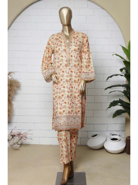 Naz by Bin Saeed Stitched 2 Piece Emb Lawn Collection'2023-SMLSTF-057-Cream
