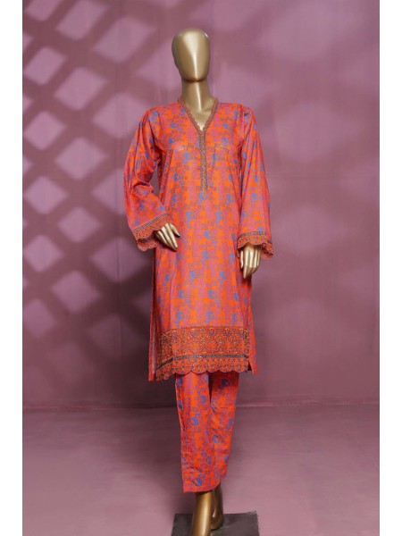 Naz by Bin Saeed Stitched 2 Piece Emb Lawn Collection'2023-SMLSTF-079-Red
