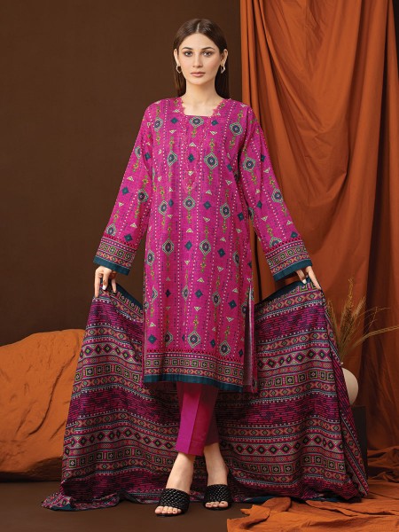 Ace Women's A-W1PWK22-424A Unstitched Pink Printed Khaddar 1 Piece