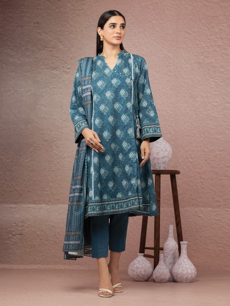 Ace Women's A-WSDWK22-409A Unstitched Blue Printed Khaddar 2 Piece