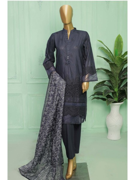 Bin Saeed Stitched 3 Piece Emb Chikankari Vol-02 Collection'2023-SMLF-42-N.Blue