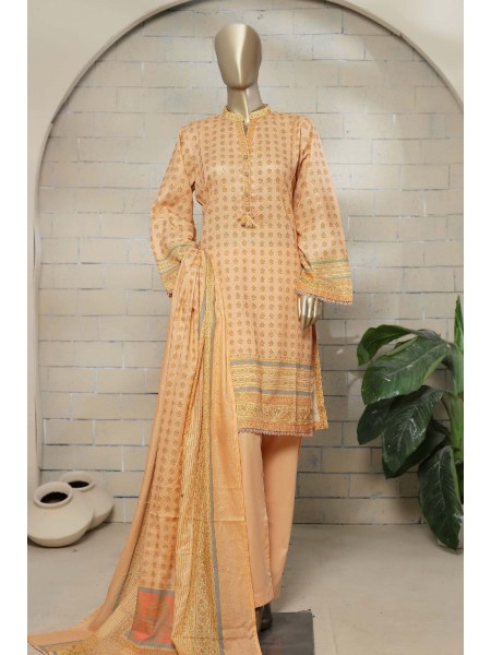 Bin Saeed Stitched 3 Piece Printed Summer Lawn Collection'2023-D-01-L.Peach
