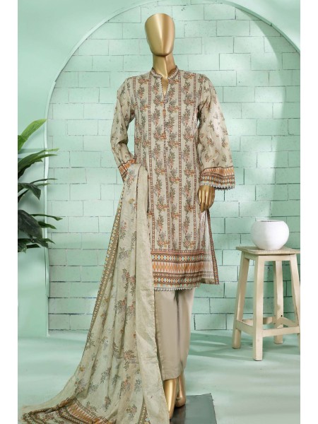 Bin Saeed Stitched 3 Piece Printed Summer Lawn Vol-02 Collection'2023-SMLF-129-Skin