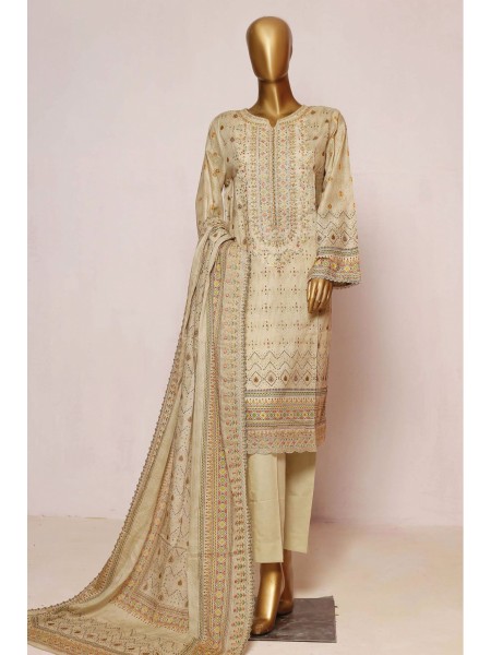 Bin Saeed Stitched 3 Piece Embroidered Lawn Collection'2023-SMLF-0139-Skin