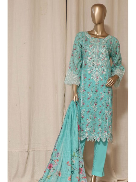 Chand Bagh by Bin Saeed Stitched 3 Piece Emb Lawn Vol-02 Collection'2023-SMLF-0490-Ferozi