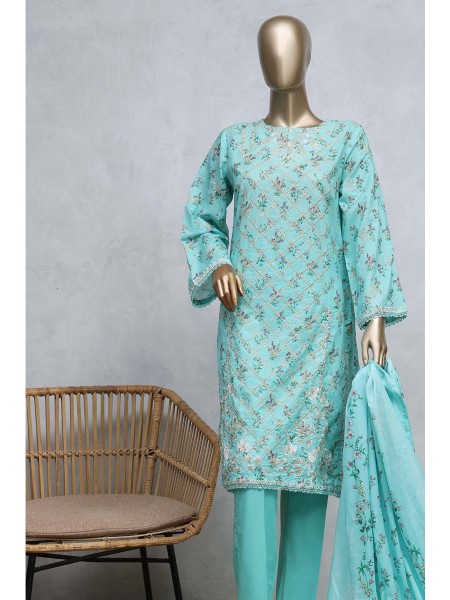 Chand Bagh by Bin Saeed Stitched 3 Piece Emb Lawn Vol-02 Collection'2023-SMLF-0494-Ferozi