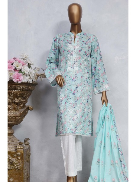 Chand Bagh by Bin Saeed Stitched 3 Piece Emb Lawn Vol-02 Collection'2023-SMLF-0503-Ferozi