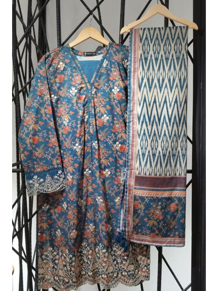 Sada Bahar Stitched 3 Piece Cutwork Emb Lawn Collection'2023-CW-PD-3766-Blue