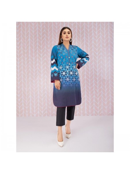 Edenrobe 1 Piece Blue Cotton Unstitched Suit for Women - EWU21V8-21733
