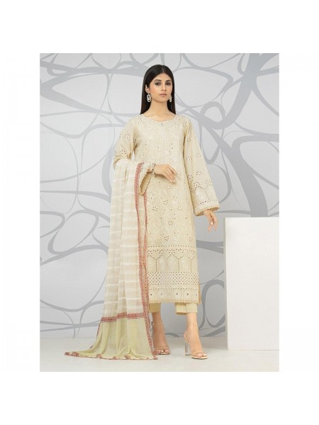 Edenrobe 3 Piece Yellow Dobby Woman Unstitched - EWU23V7-23754