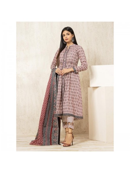 Edenrobe EWU23A1-26013 Unstitched Cream Printed Lawn 3 Piece