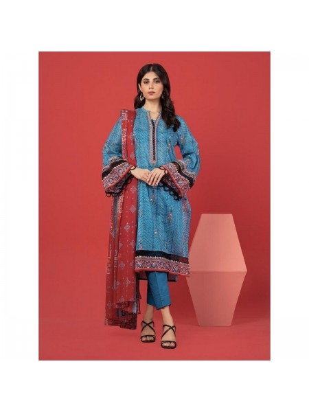 Edenrobe EWU23A1-26191 Unstitched Blue Printed Lawn 3 Piece