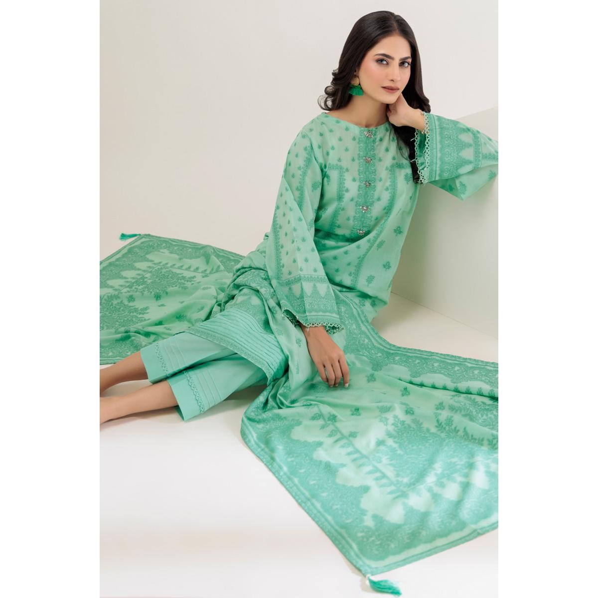 Bonanza Satrangi Stitched Ready To Wear Green Dyed Jacquard 3 