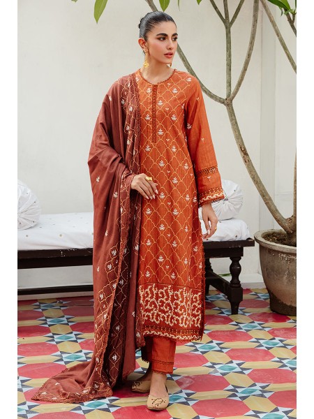 Cross Stitch TAN HUES Winter Unstitched For Women 435339224_PK-2089506581