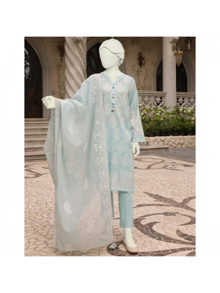 Junaid Jamshed Sky Blue Lawn 3 Piece Unstitched Suit for Women JLAWN-S-23-098 Renata