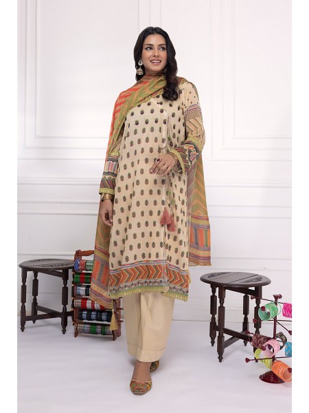 LSM 03 piece Unstitched Embroidered Lawn With Fancy Zari Dupatta LG-ZH-0026