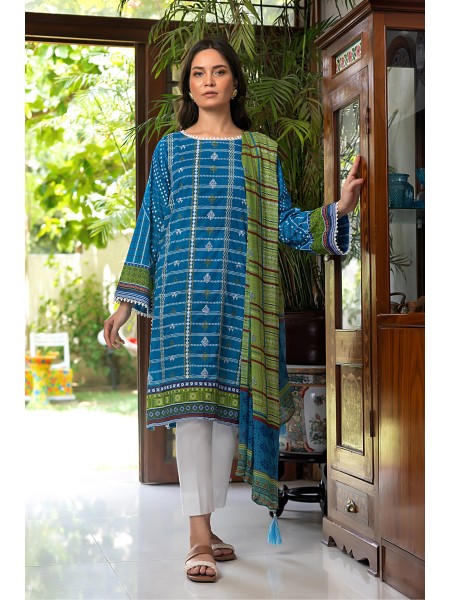 LSM 03 piece Unstitched Embroidered Lawn with Printed Chiffon Dupatta LG-ZH-0047
