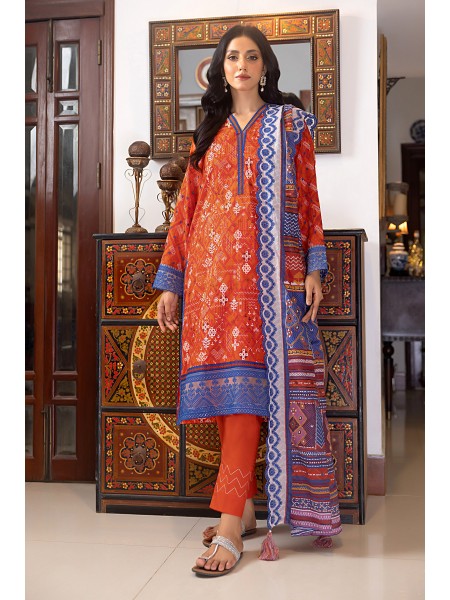 LSM 03 piece Unstitched Embroidered Lawn with Printed Embroidered Lawn Dupatta LG-AA-0011