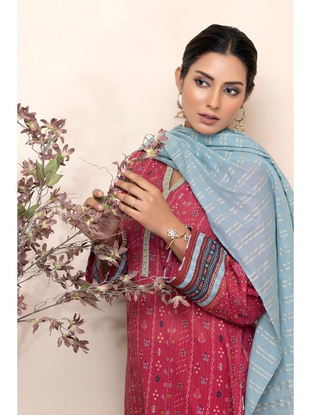 LSM 03-PIECE UNSTITCHED EMBROIDRED LAWN WITH FANCY MESSORI DUPATTA LG-EA-0437