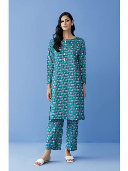 Orient Unstitched 2 Piece Printed Khaddar Shirt and Khaddar Pant - Colour: Teal - Collection: Winter Print Edit23 - Design code: NRDS-23-203U TEAL