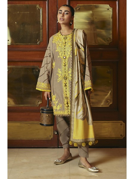 Sana Safinaz Unstitched 3 Piece Luxury Dyed Slub - Collection: Muzlin Winter 23 - Design Code: M233-011A-CP