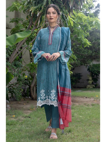 Lakhany By LSM Spring Collection 03 Piece Unstitched Embroidered Lawn With Fancy Woven dupatta LG-EA-0454