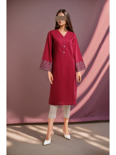 Saya Unstitched 1 Piece Jacquard Cotton Shirt For Women and Girls - Color: Shocking Pink - Design code: WU1P-5825