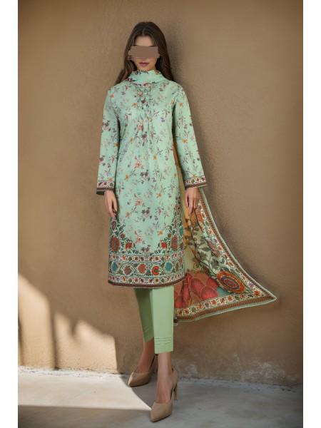 Saya Unstitched 1 Piece Printed Lawn Shirt For Women and Girls - Color: Green - Design code: WU1P-5323