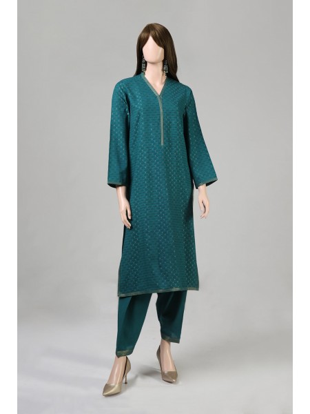 Saya Unstitched Fabric Cotton Jacquard 1 Piece Shirt For Woman and Girls - Deep Sea Green - Design Code: WU1P-5644