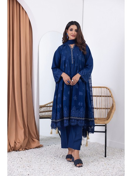 Lakhany By LSM Spring Embroidered 03 Piece Unstitched Embroidered, With Fancy Jacquard net Dupatta LG-UB-0042