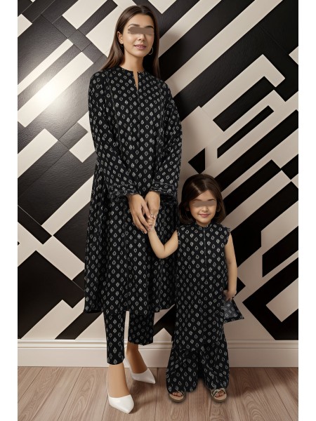 Saya Printed Cambric Unstitched Mom And Daughter - Color: Mom - collection: Yin to Yang 2024 - Designcode: WU2P-3732