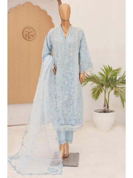 Bin Saeed Stitched 3 Piece Fancy Emb Formals Collection'2024-RTS-922-Sky Blue