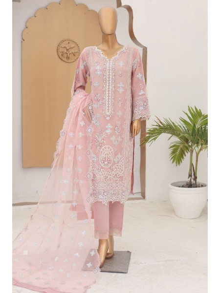 Bin Saeed Stitched 3 Piece Fancy Emb Formals Collection'2024-RTS-924-Pink