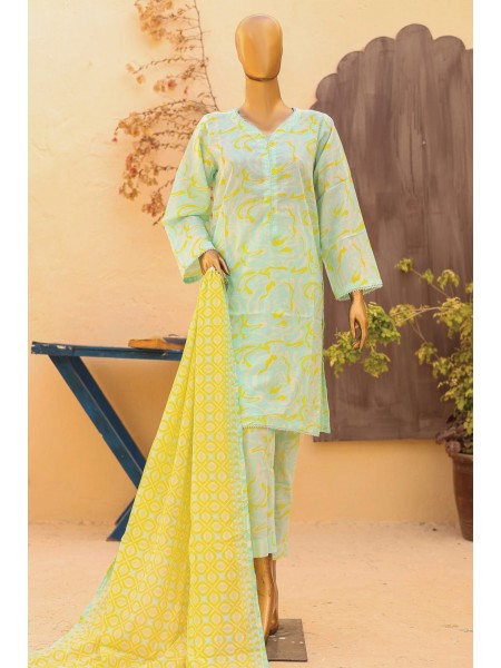 Bin Saeed Stitched 3 Piece Printed Lawn Vol-13 Collection'2024-SM-864-Mint