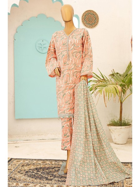 Bin Saeed Stitched 3 Piece Printed Lawn Vol-14 Collection'2024-SM-871-Pink