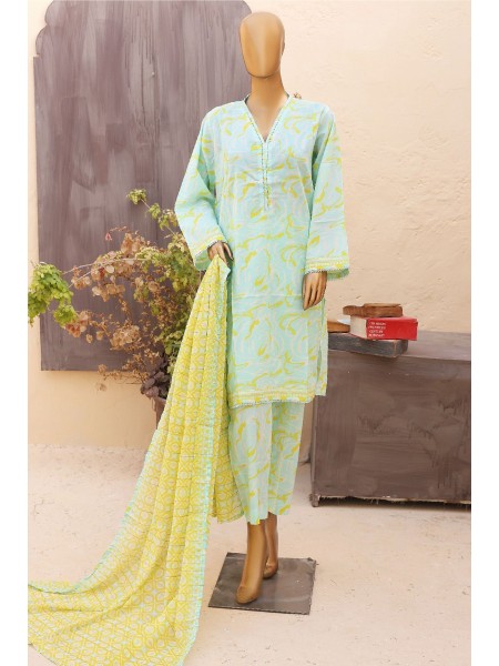 Bin Saeed Stitched 3 Piece Printed Lawn Vol-14 Collection'2024-SM-872-Ferozi