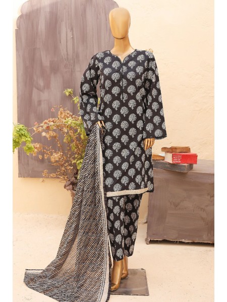 Bin Saeed Stitched 3 Piece Printed Lawn Vol-14 Collection'2024-SM-881-Black