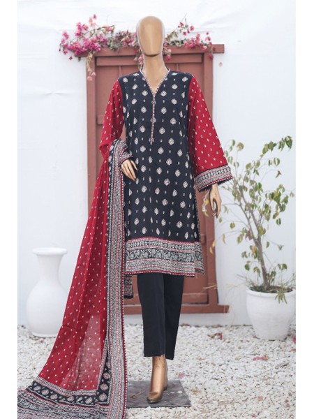 Bin Saeed Stitched 3 Piece Printed Lawn Vol-15 Collection'2024-SM-892-Black