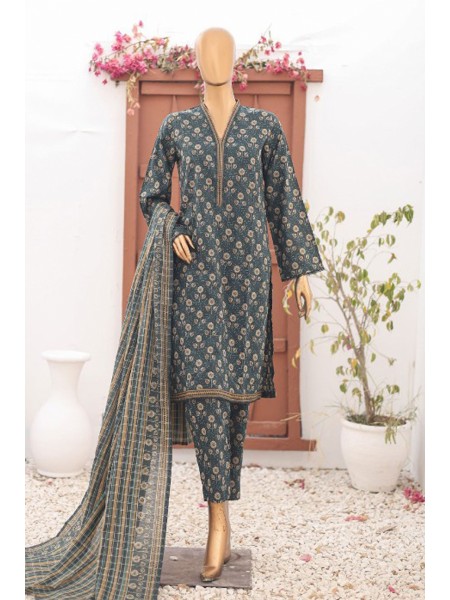 Bin Saeed Stitched 3 Piece Printed Lawn Vol-15 Collection'2024-SM-902-Green