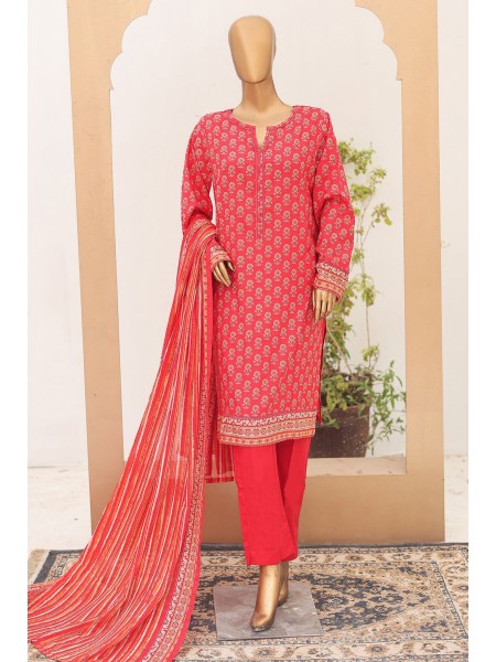 Bin Saeed Stitched 3 Piece Printed Lawn Vol-16 Collection'2024-SM-920-Red