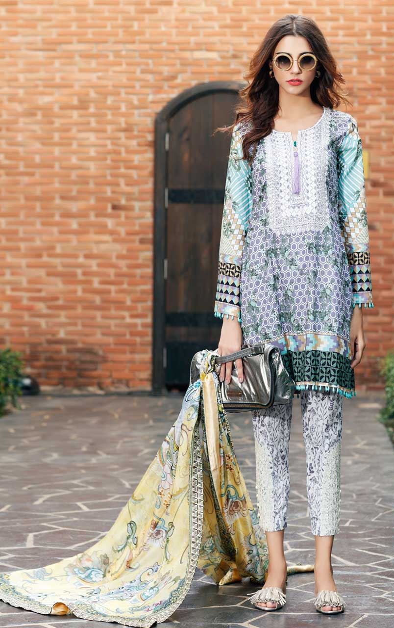 Tena Durrani Lawn Collection Unstitched 3 Piece Suit Amethyst Lilac ...
