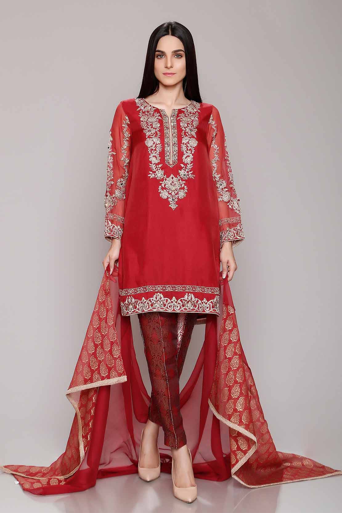 Chinyere Lawn Collection Stitched 3 Piece Suit Nauratan Jewel In Red ...