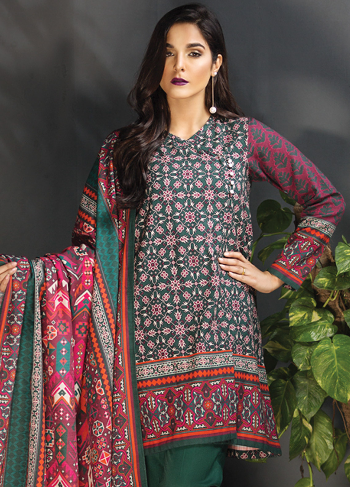 Limelight Printed Khaddar Unstitched 2 Piece Suit Ll18 W2 565 Green ...