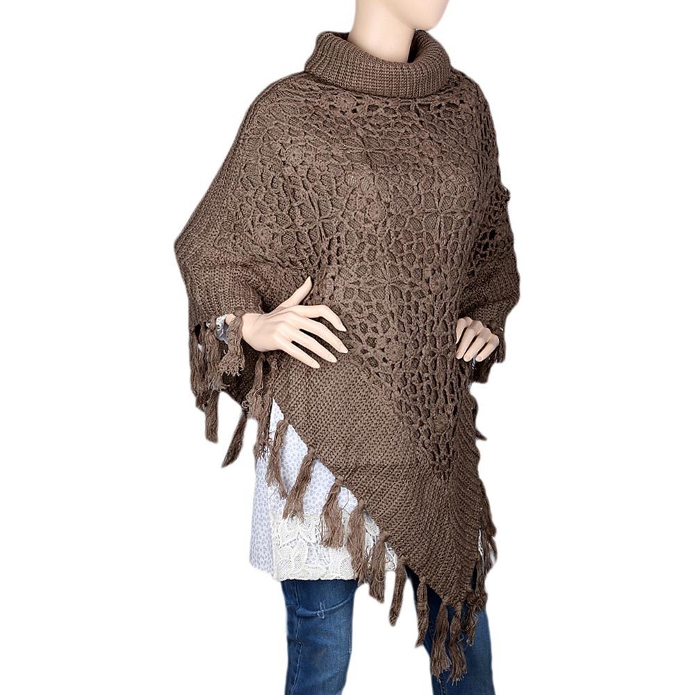 Womens Poncho Sweater Brown - Lawncollection.pk