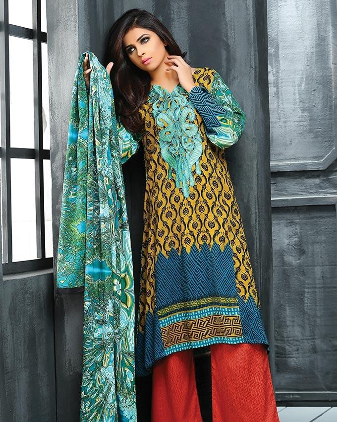 Lala Multicolor Linen Embroidered Unstitched Suit For Women 3pcs ...