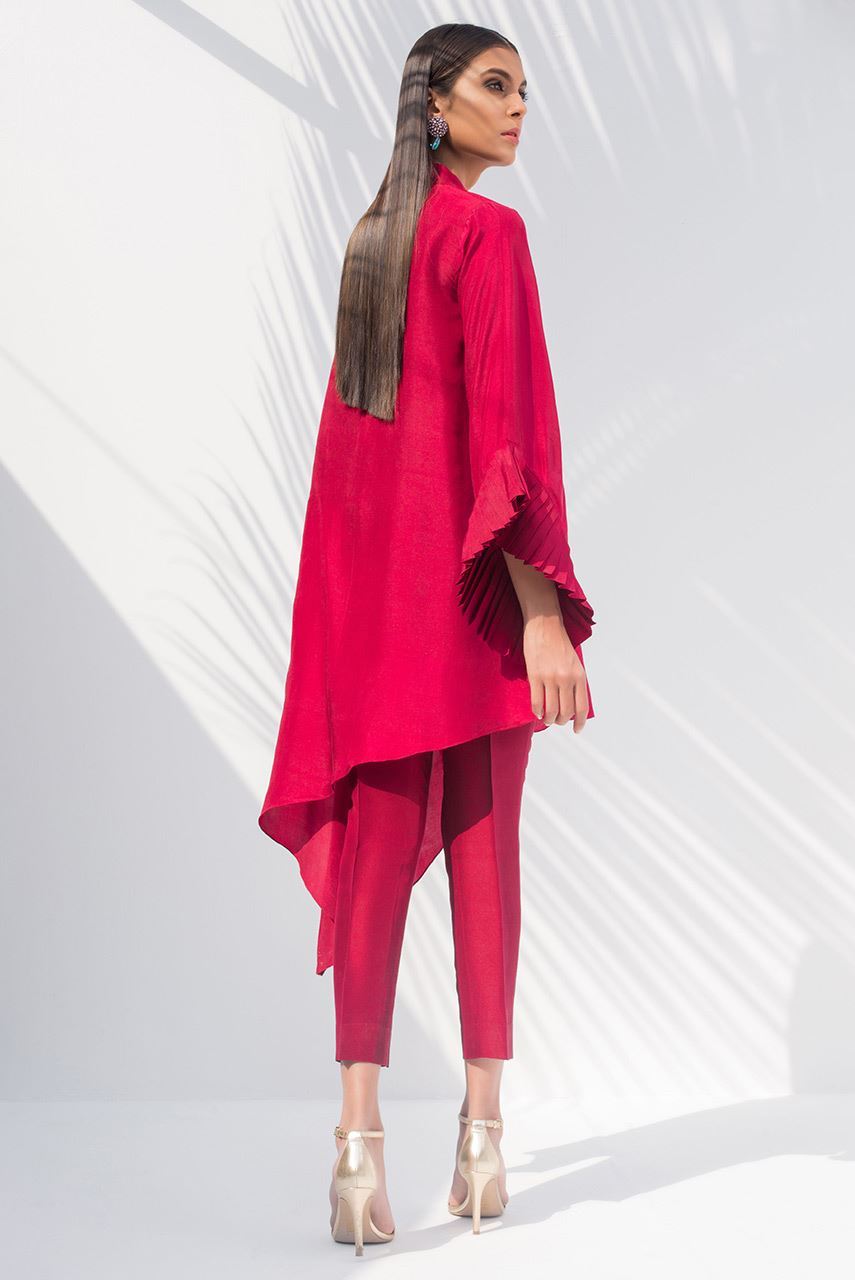 Sania Maskatiya Raw Silk Asymmetrical Kurta - Lawncollection.pk